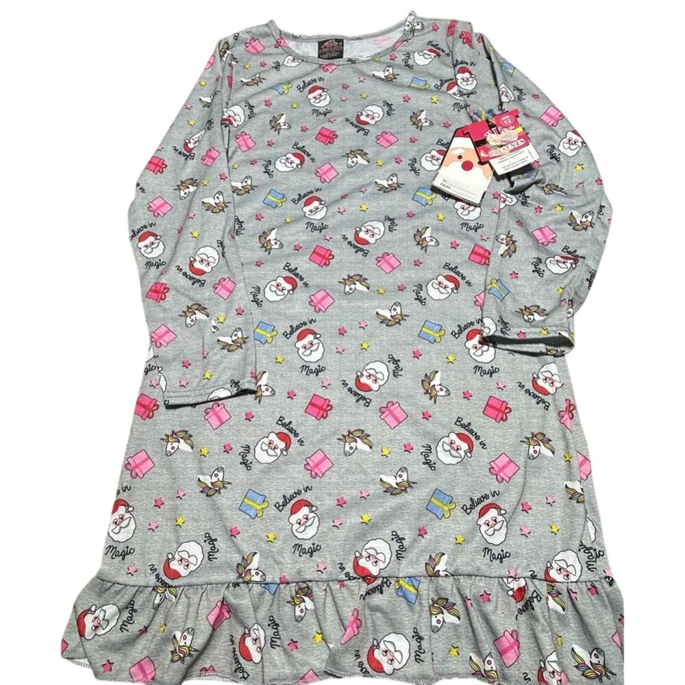 PJ's and Presents Santa Print girls Christmas Nightgown size 12 NWT